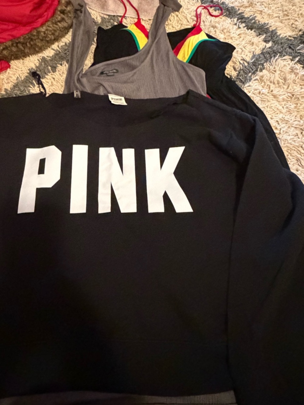 PINK Victoria's Secret Black Crewneck with Bold White Logo